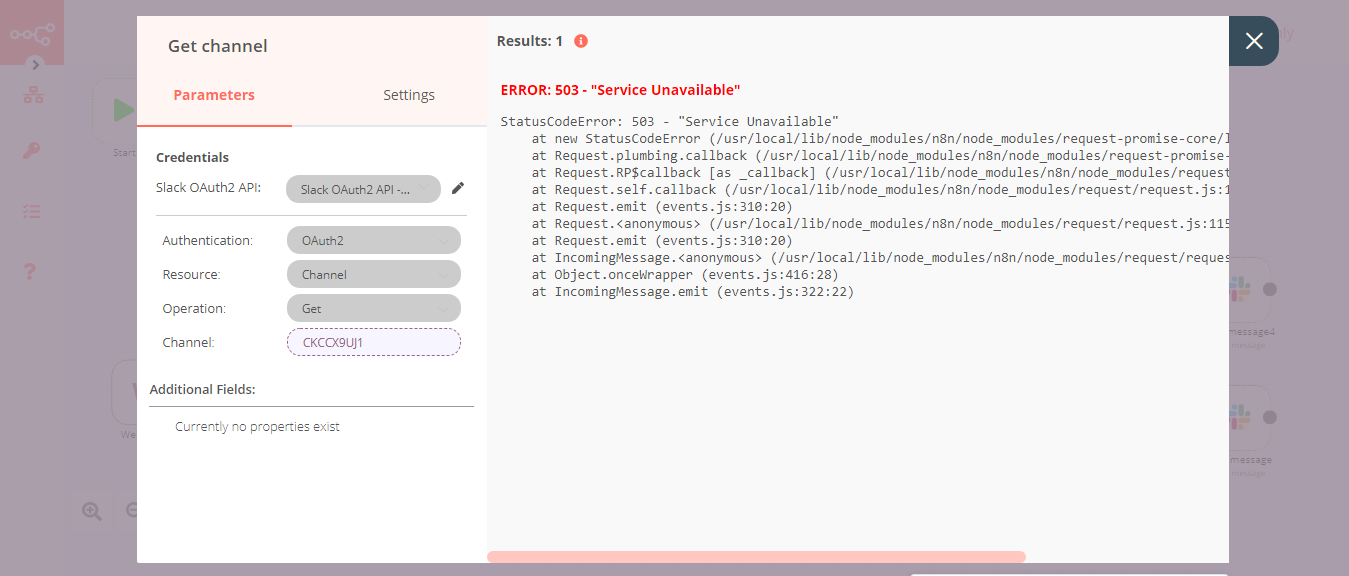 I Have 503 Error From Slack Questions N8n