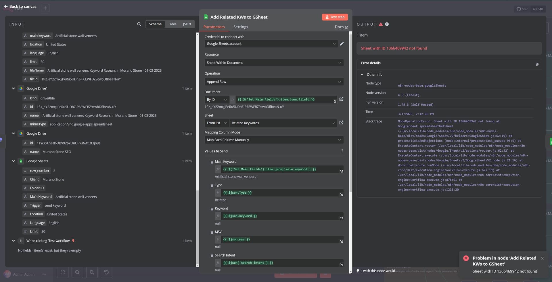 Sheet with ID 1366469942 not found? - Questions - n8n Community