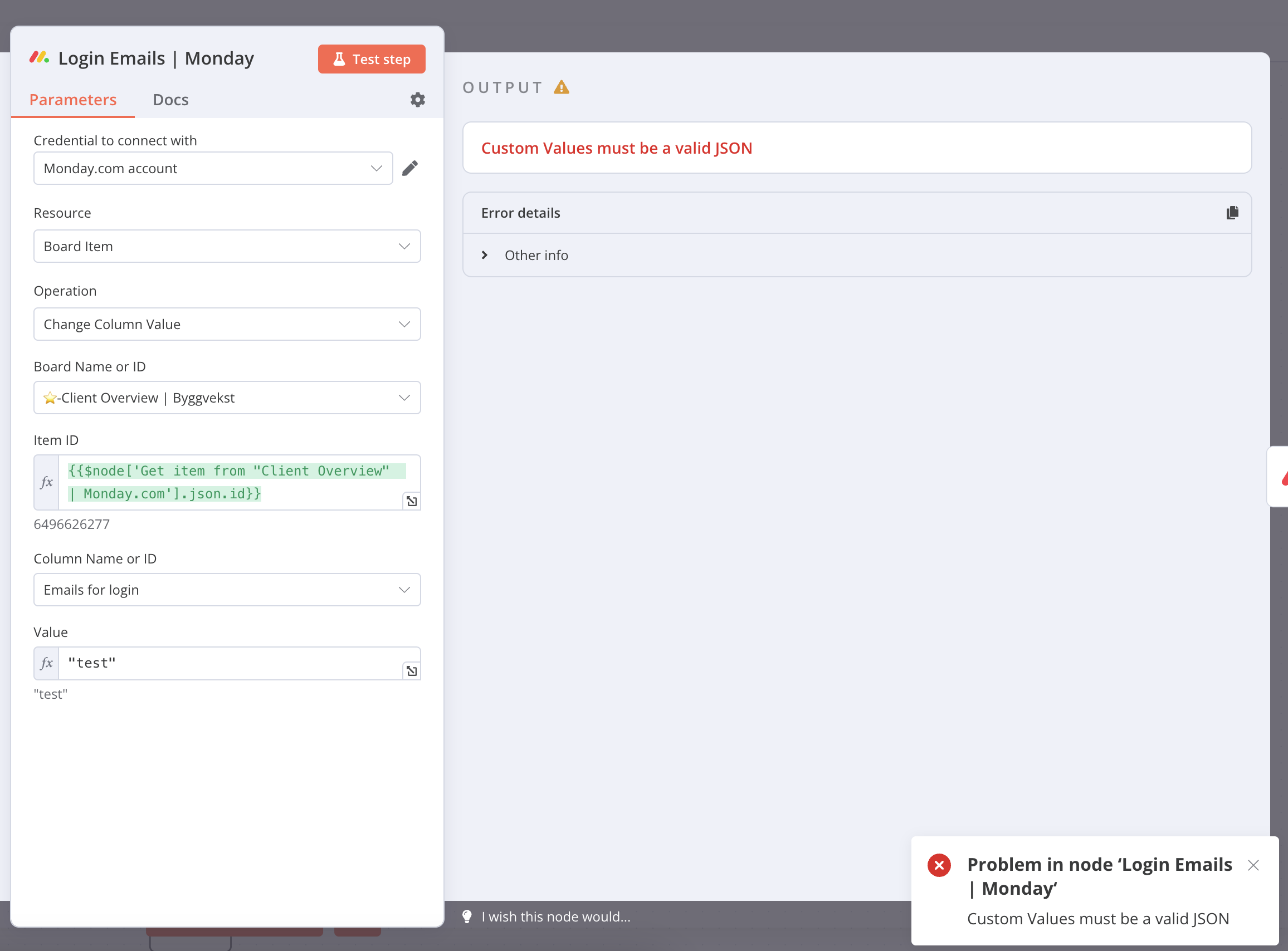 Unable to change Monday.com column value - Questions - n8n Community