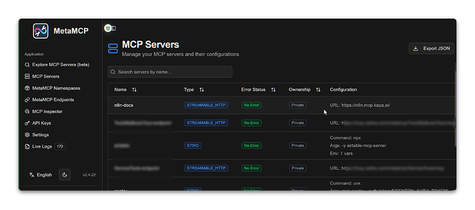 MetaMCP Localhost Dashboard