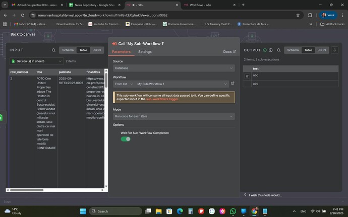 Test execute workflow
