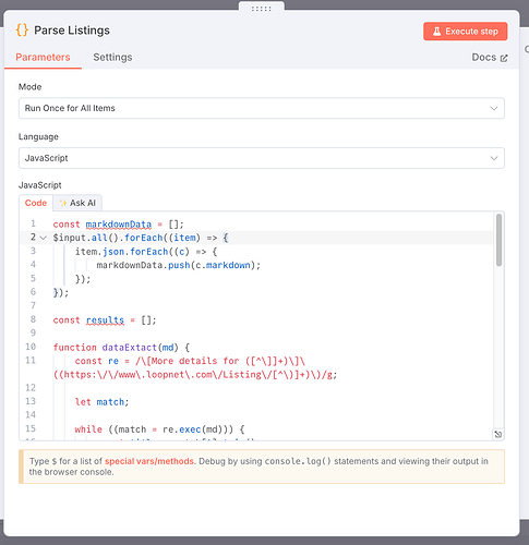 Parse Listings