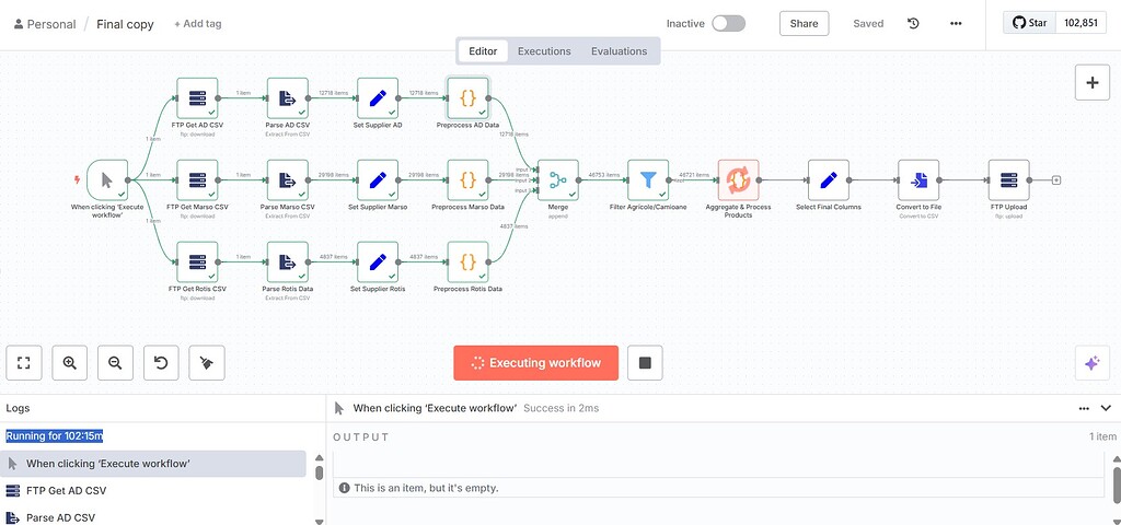 Slow Workflow Execution on n8n Cloud — FTP CSV Parsing & Merging Taking ...