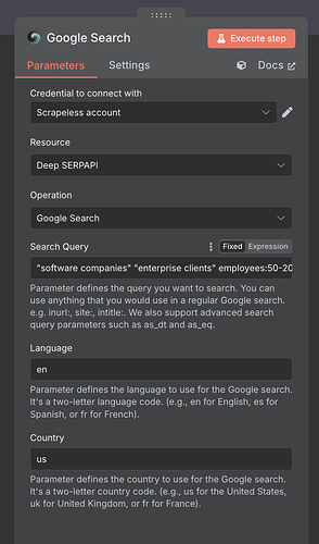 Google Search configuration