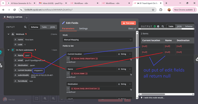 why the data unable to send over to edit field