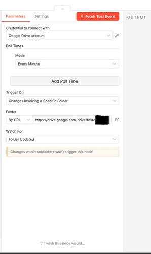 Watch Google Drive Folder Node 20260305
