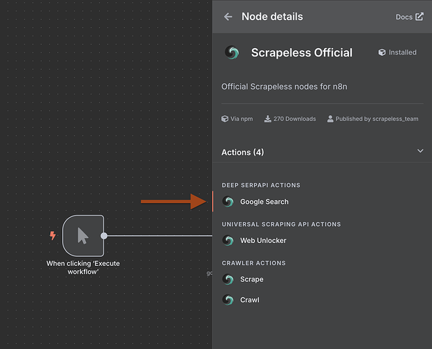 Scrapeless Google Search node