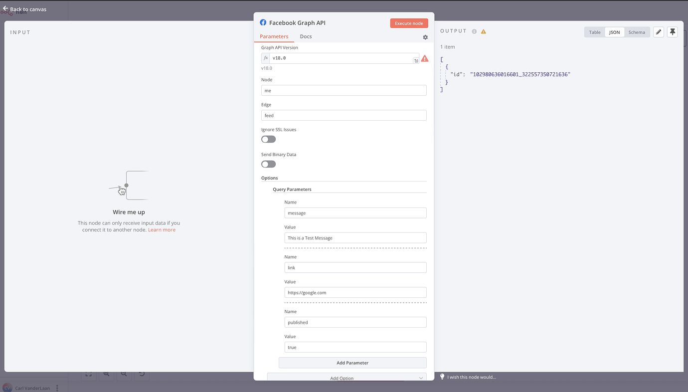 How to post Facebook Page using the Facebook Graph API node ...