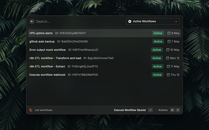 list-workflows in raycast