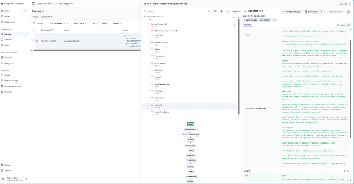 Langfuse trace of the example N8N workflow!