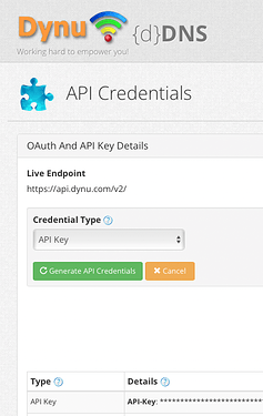 Dynu DNS API Credentials