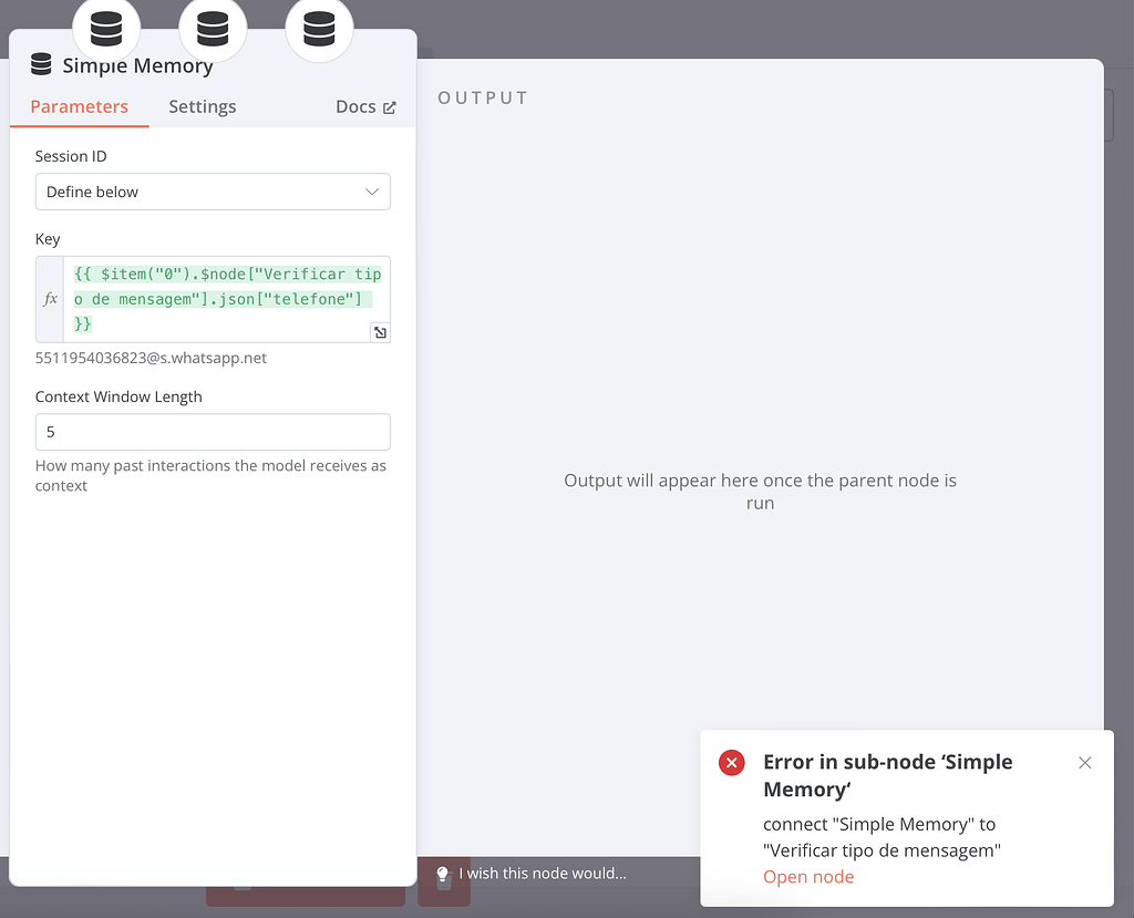 Error in sub-node ‘Simple Memory‘ - Help me Build my Workflow - n8n ...