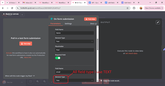 field type are text
