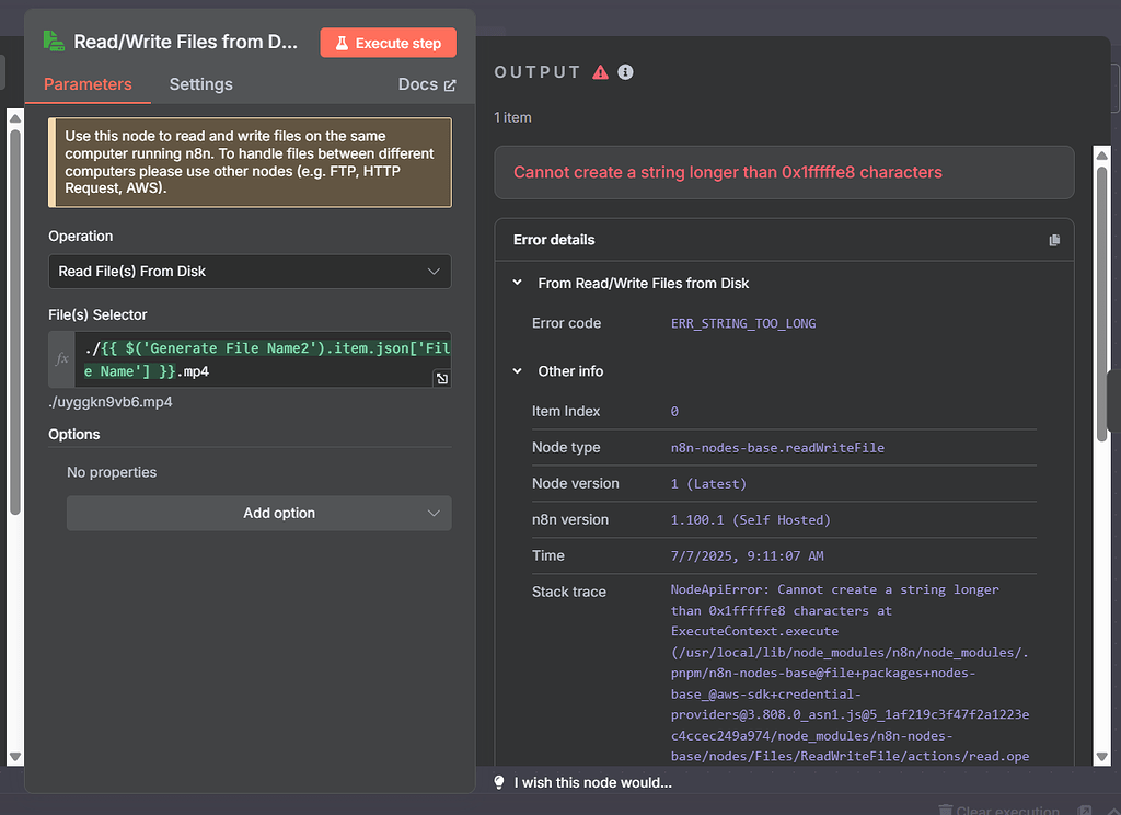 Cannot create a string longer than 0x1fffffe8 characters