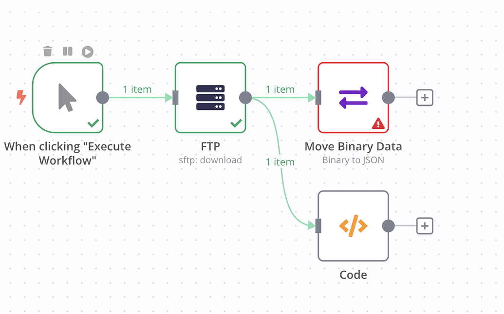 Convert binary file to json or csv questions n8n
