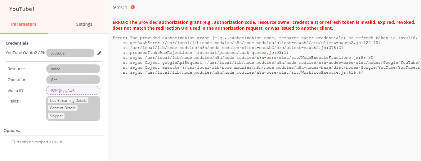 YouTube Refresh Token Expired Questions N8n