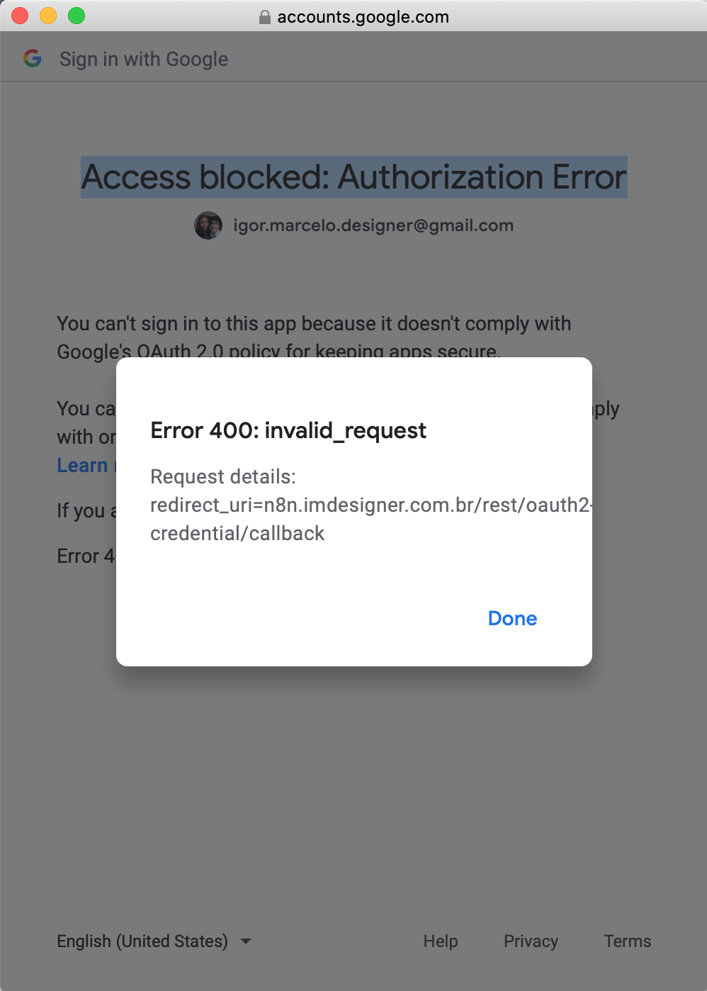 Google Calendar Access Blocked Authorization Error Questions N8n 